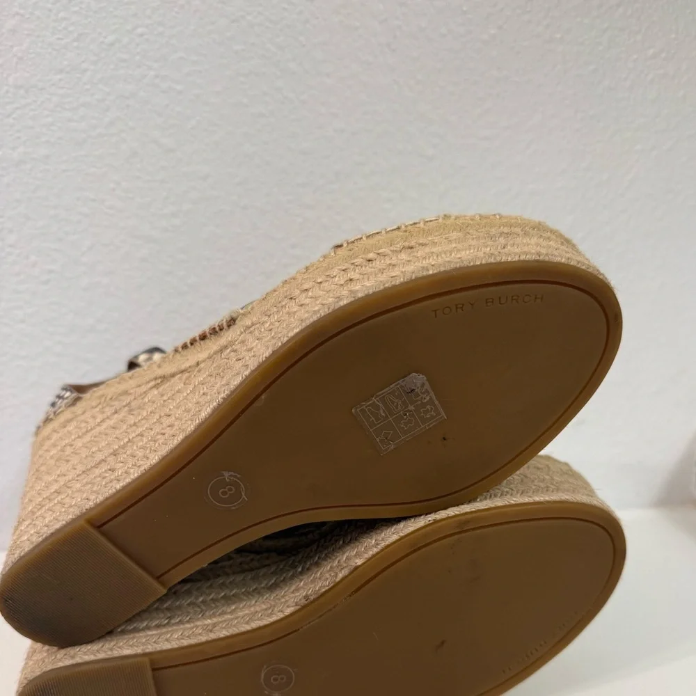 NWOT Tory Burch Selby Snake Printed Leather Wedge Platform Espadrille